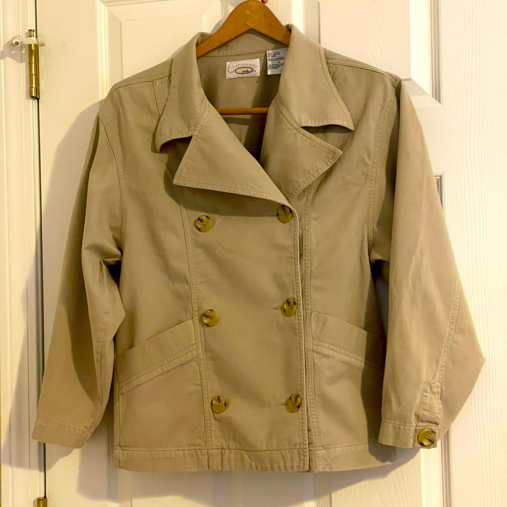 Bugle Boy Chino Wear jacket! Double breasted w/pockets & lapeled neckline. Sz S.